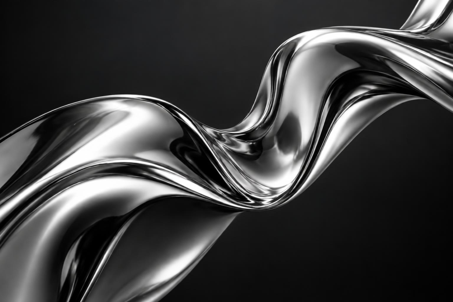 Close-up of a flowing reflective silver surface